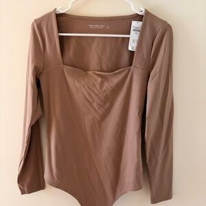 Abercrombie & Fitch Tan Long Sleeve Bodysuit